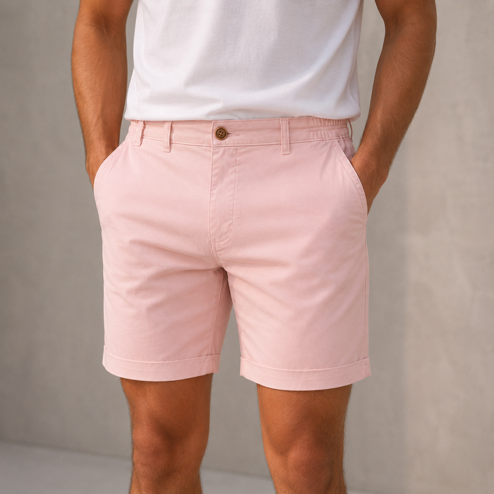 Tilpassede sommershorts til herre – lett polyester-twill, avslappet passform