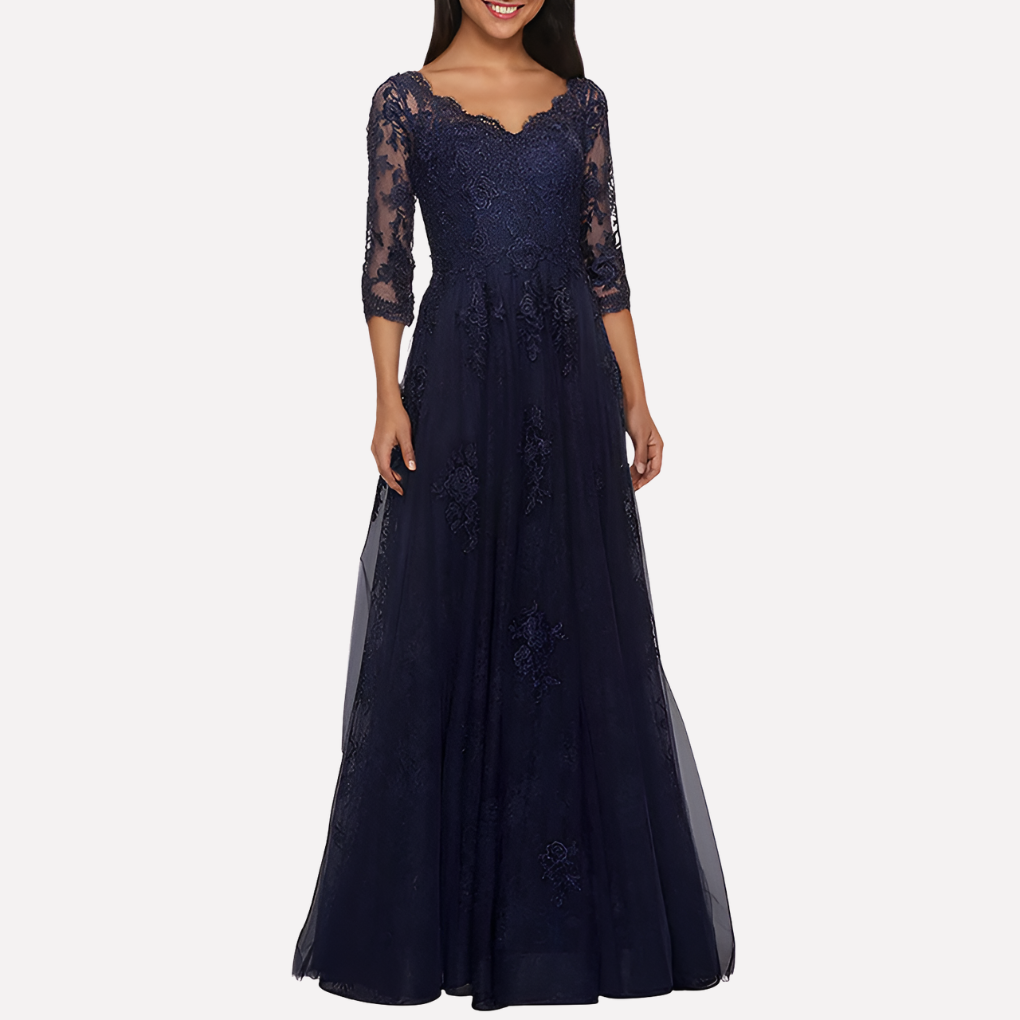 Elegant A-Linje Kjole med Klassisk Rund Hals