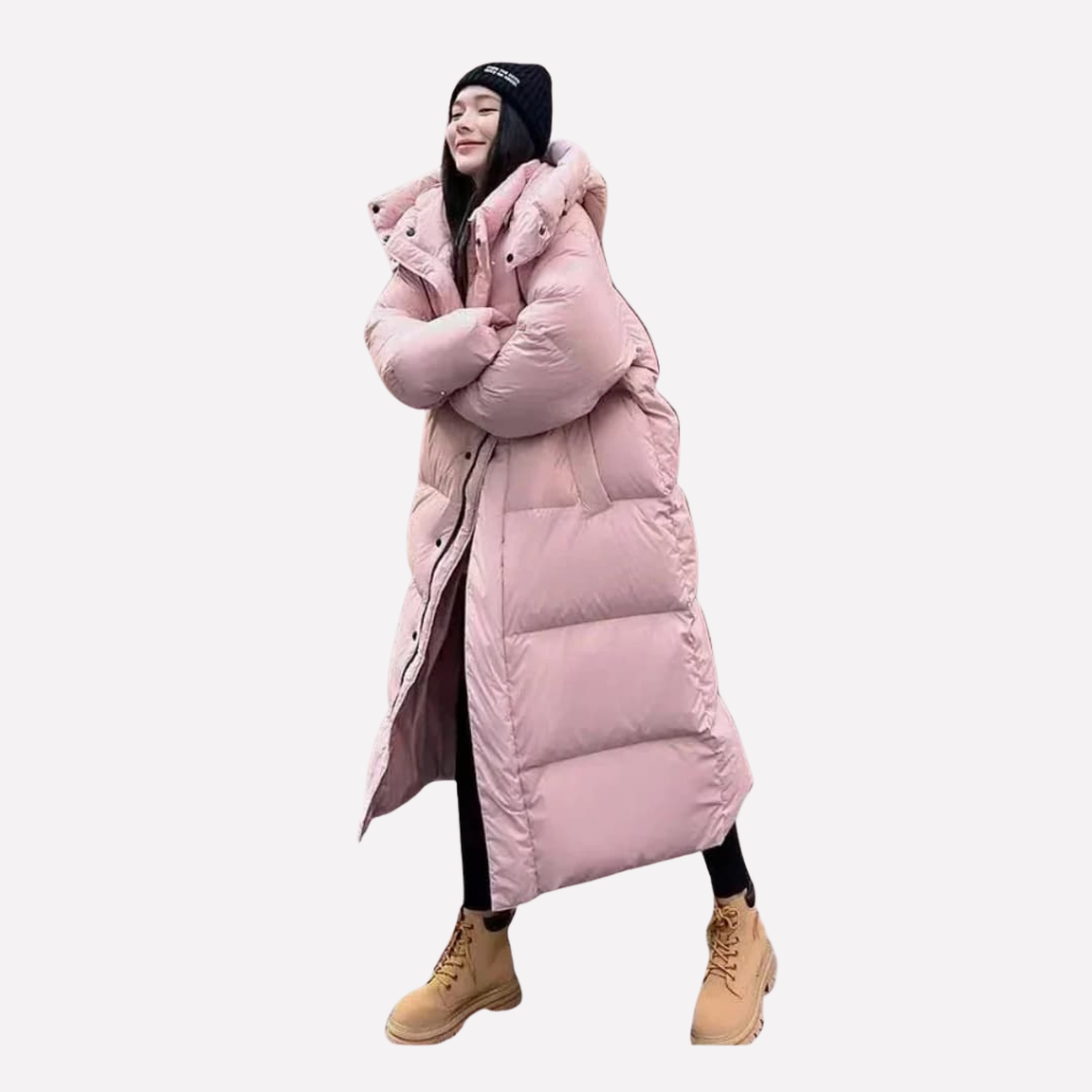 Kvinners Lang Puffer Jakke med Hette