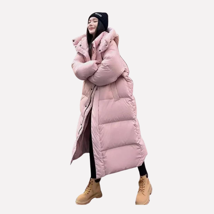 Kvinners Lang Puffer Jakke med Hette