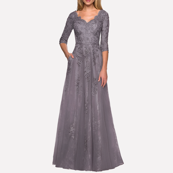 Elegant A-Linje Kjole med Klassisk Rund Hals