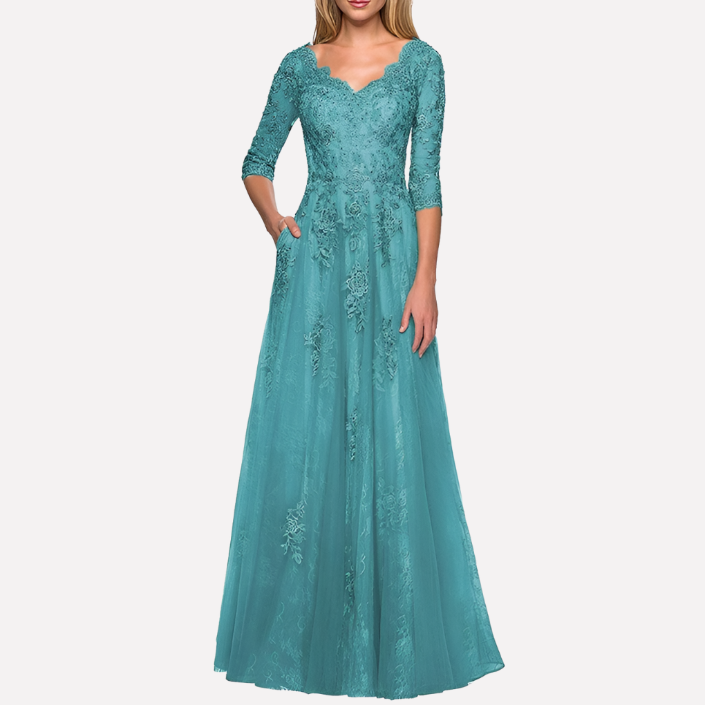 Elegant A-Linje Kjole med Klassisk Rund Hals