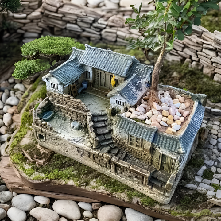 Rustikk Hytte Hage Statue