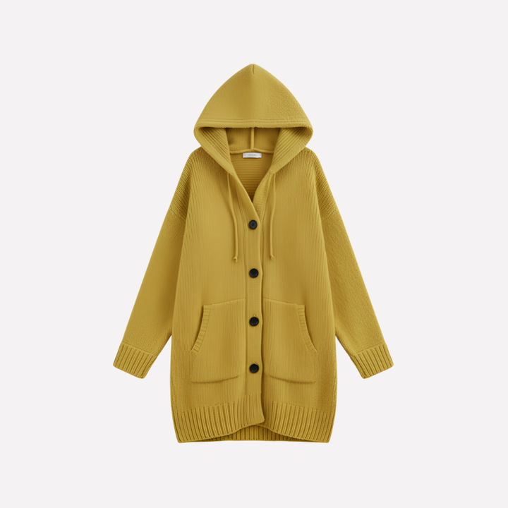 Kvinnes Hettecardigan med Lang Kutt