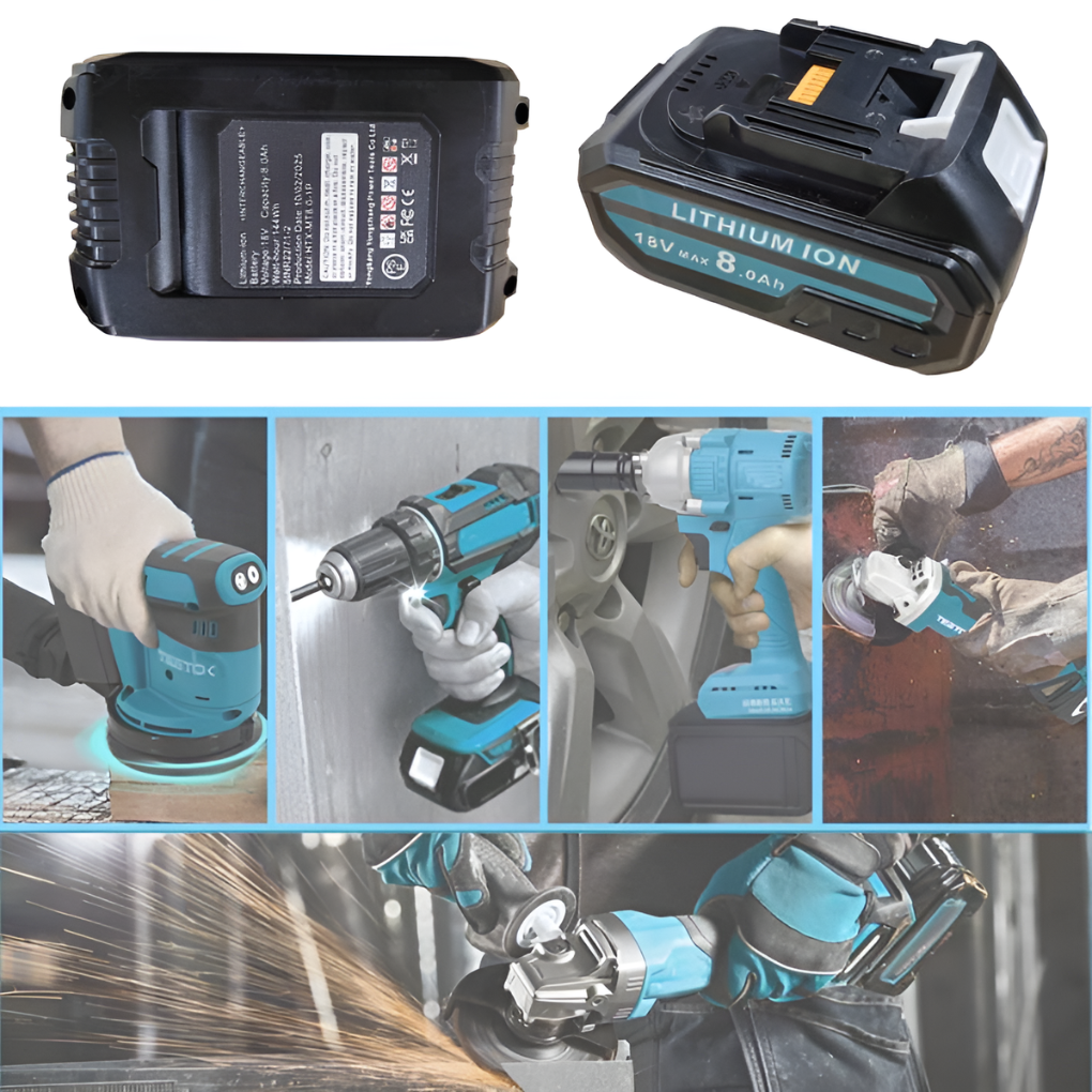 2 × 8.0Ah 18 V Erstatningsbatterier + Lader