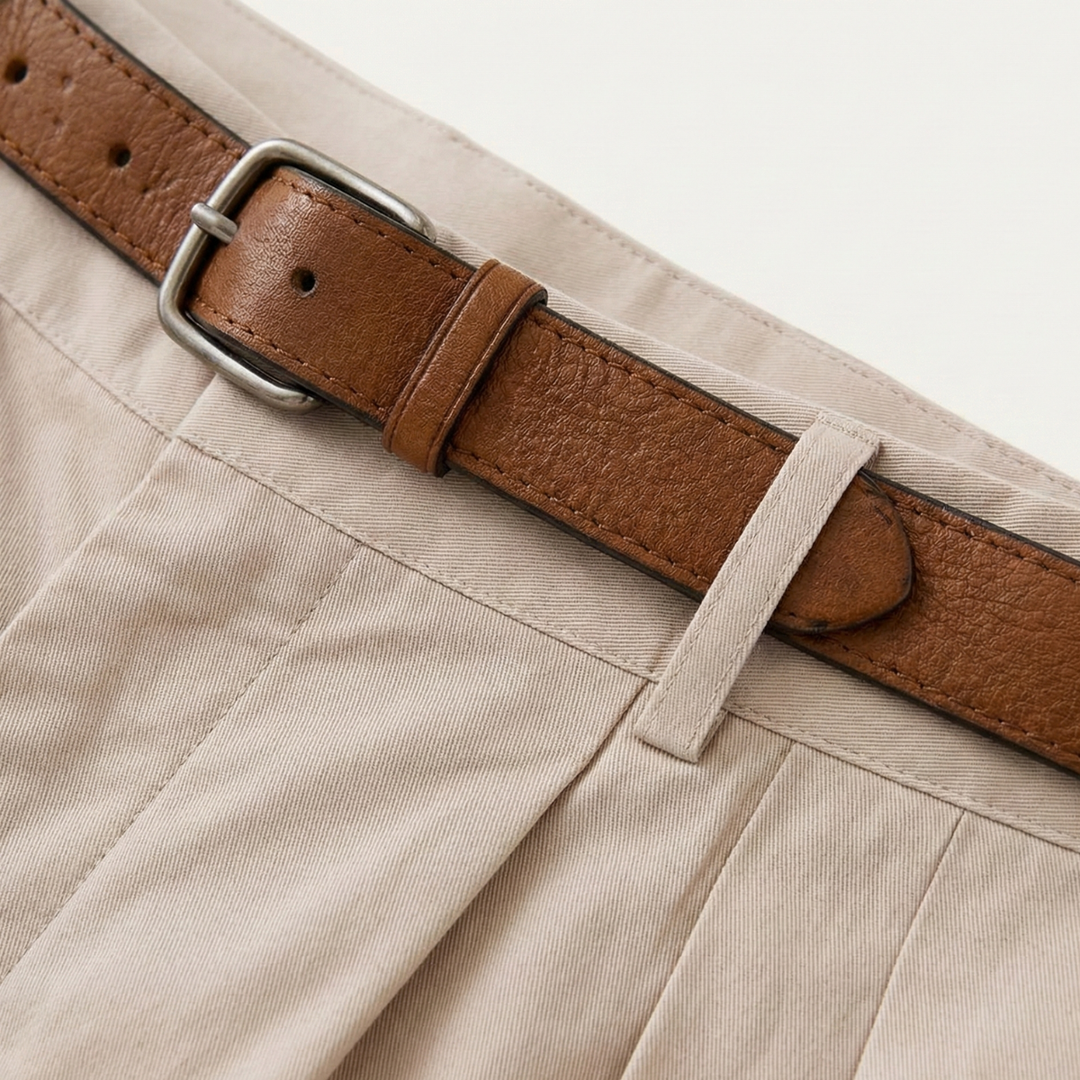 Klassiske chinosshorts for menn med dobbelt legg og oppbrettet kant.