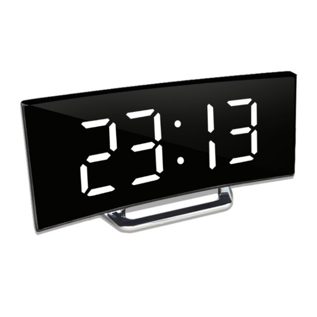 Digital klokke | LED-vekkerklokke med speil | Automatisk dimming uten blending | CurveClock