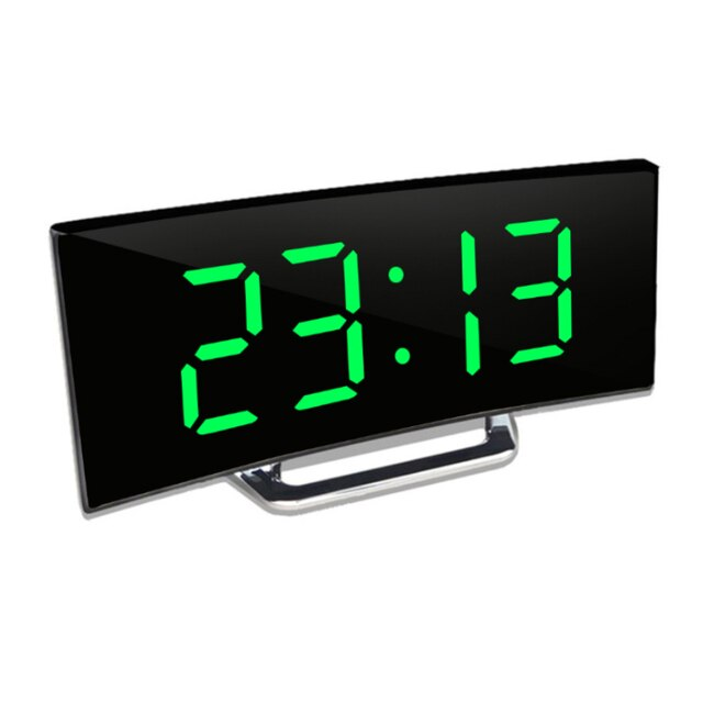 Digital vekkerklokke | Buet LED-speildisplay | Automatisk lysstyrkejustering