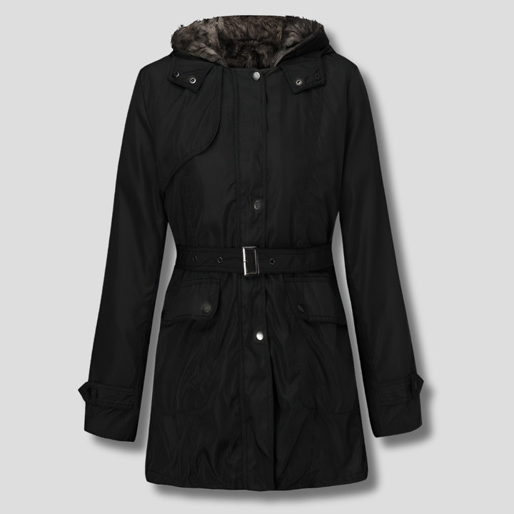 Elegant Kvinners Parka med Kunstig Fuskepels Fôr