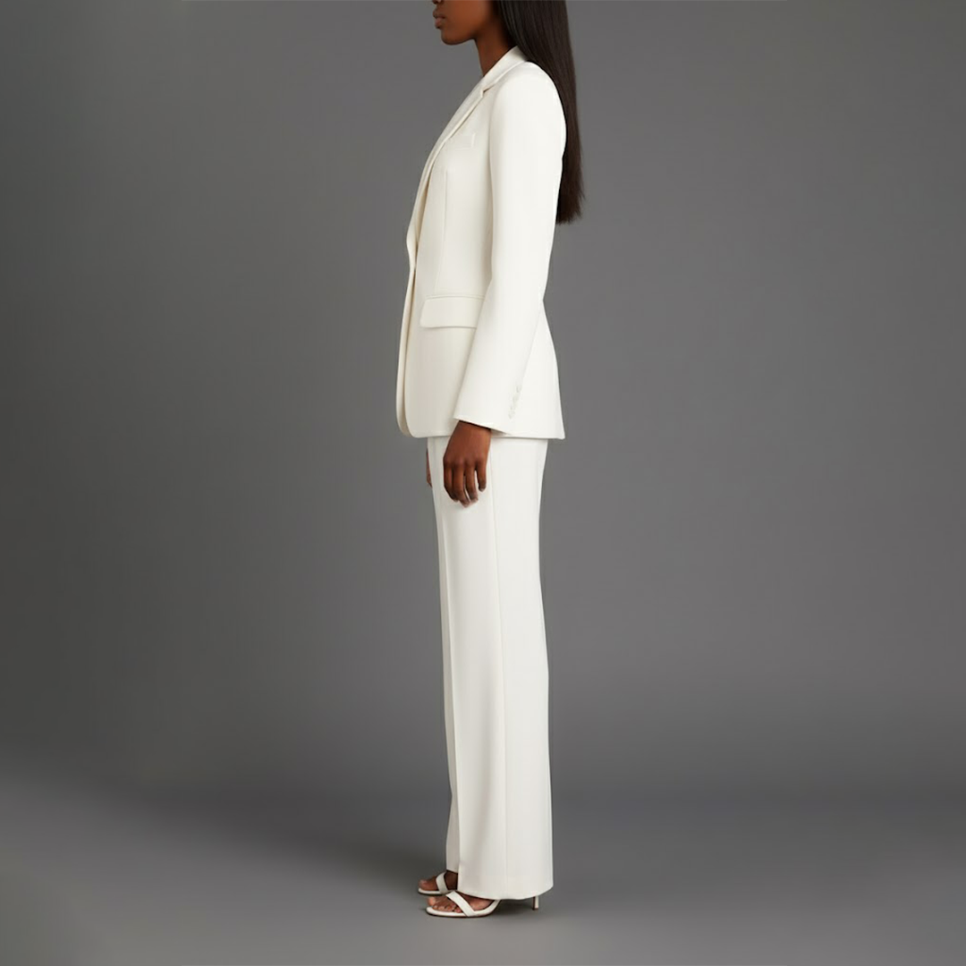 Dressett til dame med lang blazer og matchende dressbukse