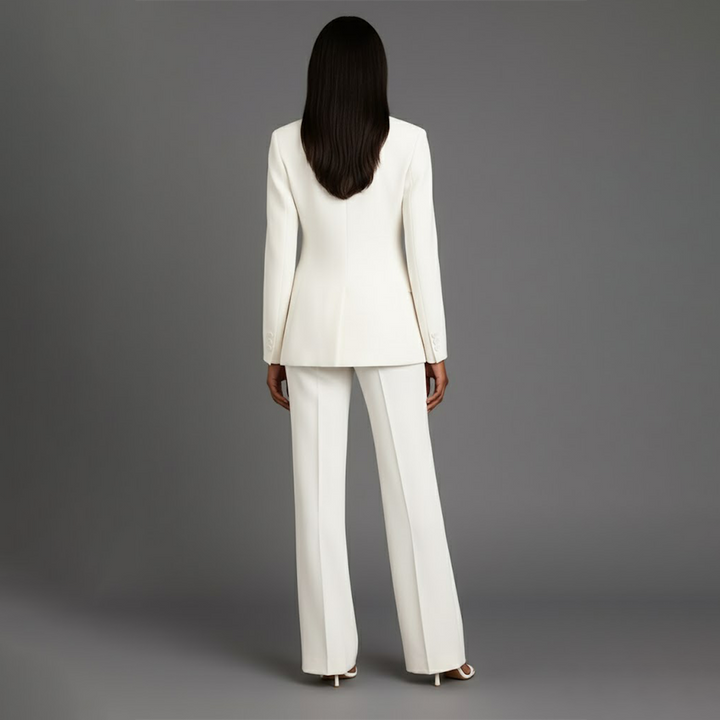 Dressett til dame med lang blazer og matchende dressbukse
