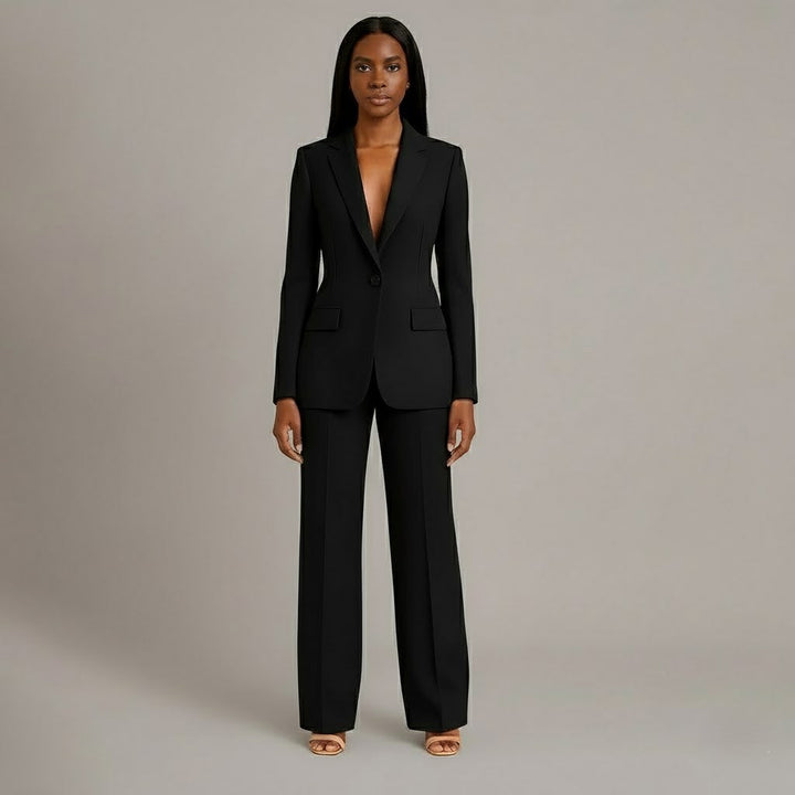 Dressett til dame med lang blazer og matchende dressbukse