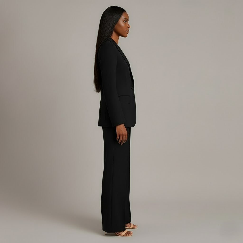 Dressett til dame med lang blazer og matchende dressbukse
