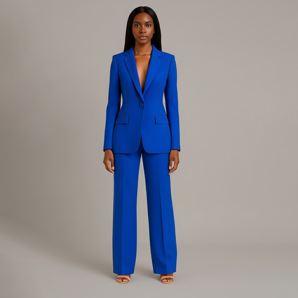 Dressett til dame med lang blazer og matchende dressbukse