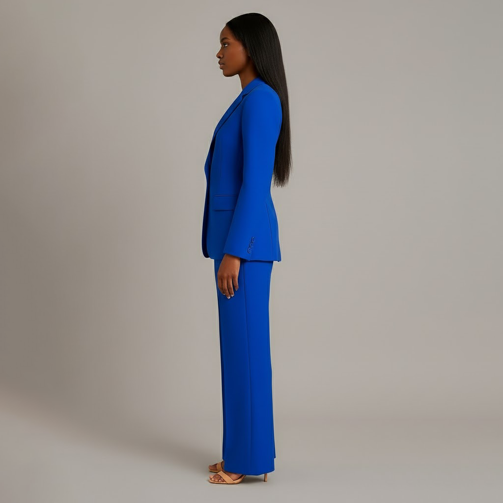 Dressett til dame med lang blazer og matchende dressbukse