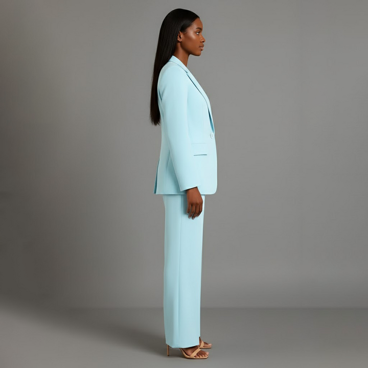 Dressett til dame med lang blazer og matchende dressbukse