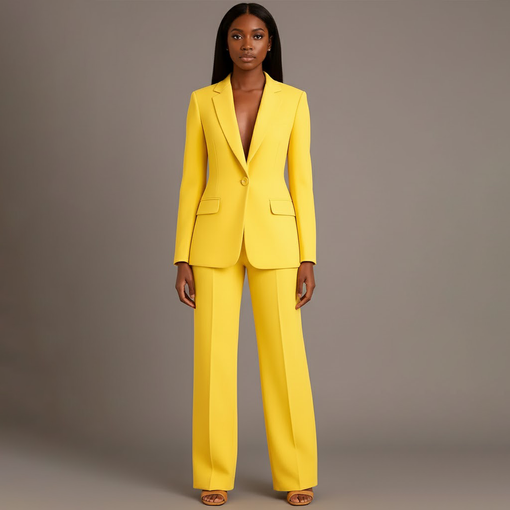 Dressett til dame med lang blazer og matchende dressbukse