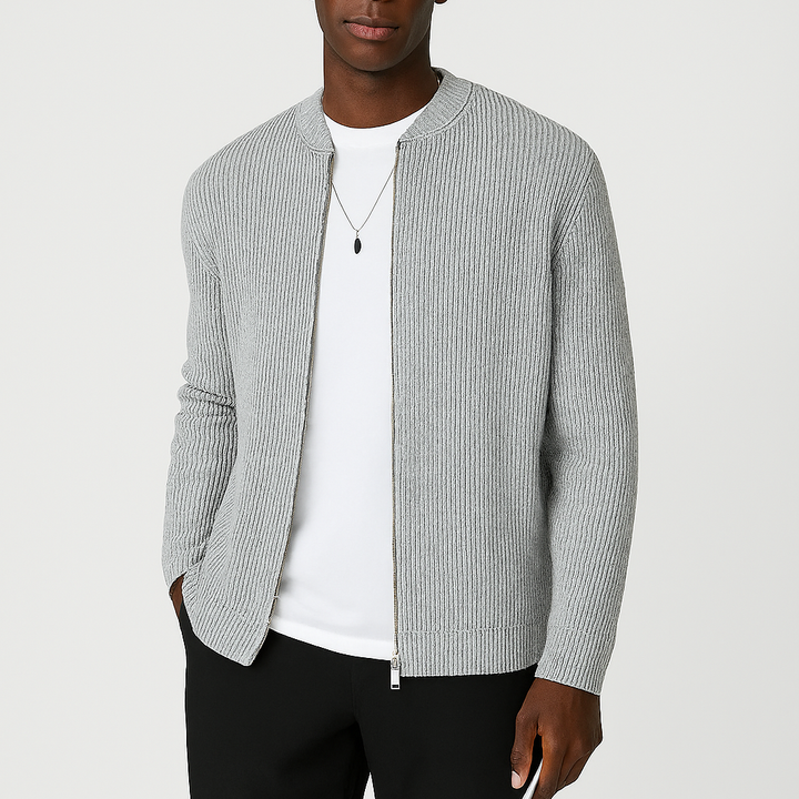 Herre Casual Zipper Strikket Cardigan