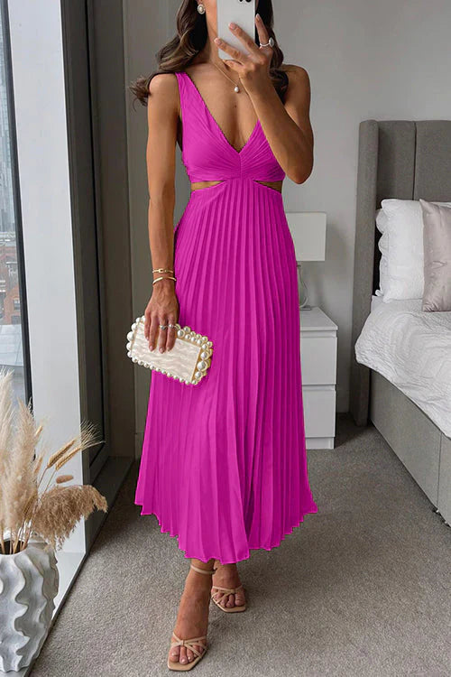 Kvinners Pleated Maxi Kjole Elegant & Flowy