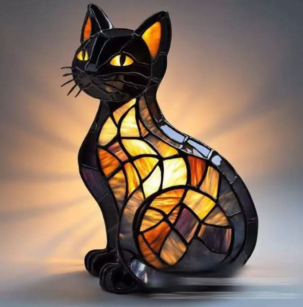 Lysende statue – Kunstnerisk LED-nattlampe med hundemønster