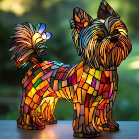 Lysende statue – Kunstnerisk LED-nattlampe med hundemønster