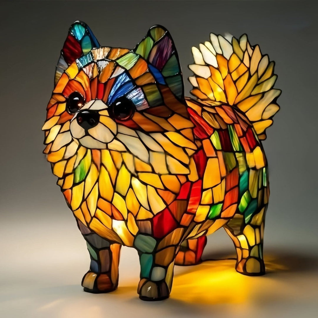 Lysende statue – Kunstnerisk LED-nattlampe med hundemønster