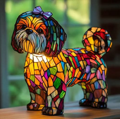 Lysende statue – Kunstnerisk LED-nattlampe med hundemønster
