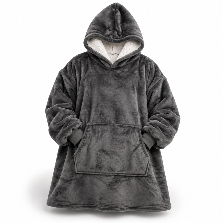 Ultramyk oversized sherpa-hettegenser-teppe (med lomme)