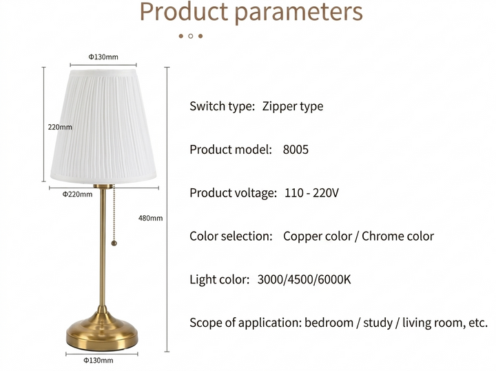 Klassisk bordlampe | Trådløs | Med tre lysmoduser