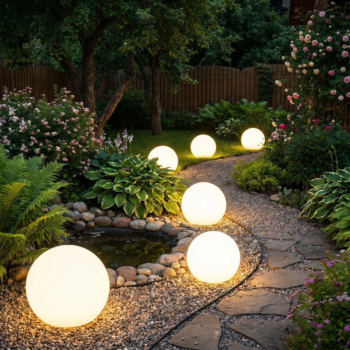 Solcelledrevet hagekule-lampe – trådløs, vanntett utelampe