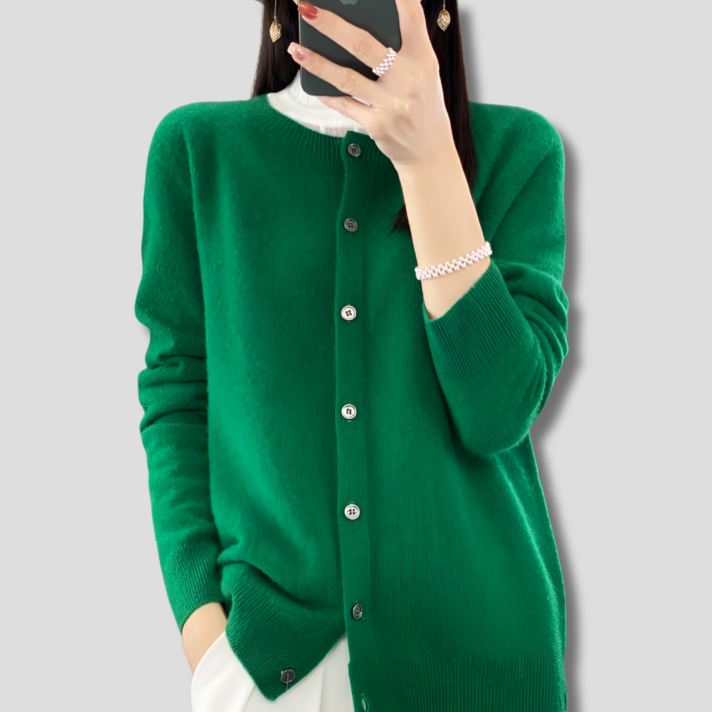 Damen O-Hals Cardigan