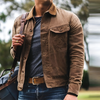 Menns Vintage Rugged Knapp-Front Utendørs Jakke