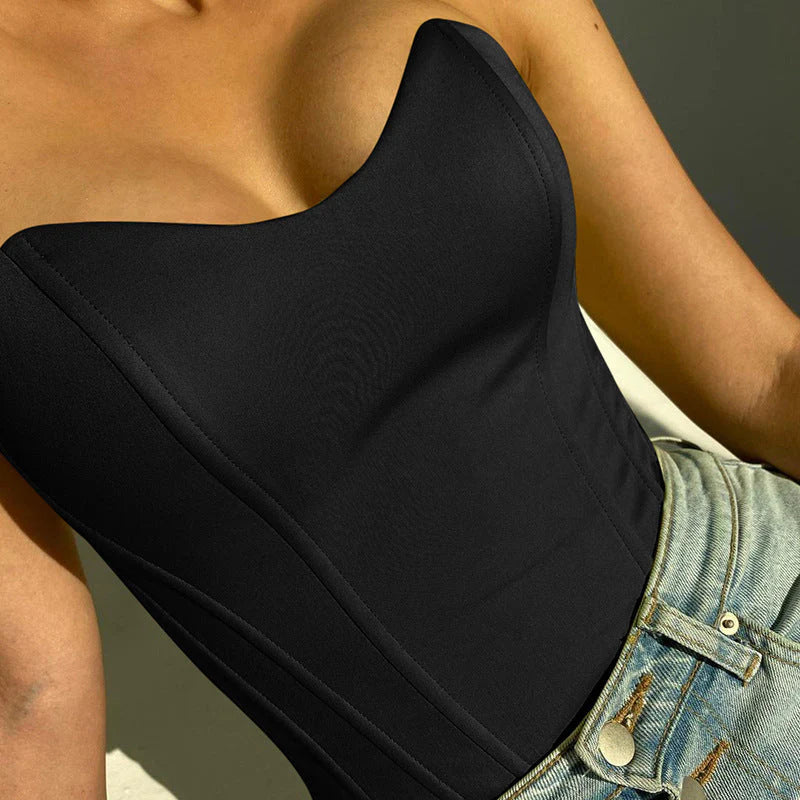Elin – Stroppløs Korsett Crop Top