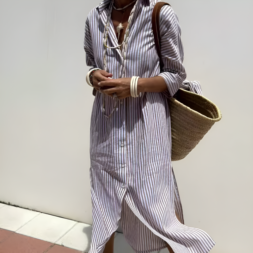 Kvinnens elegante langermede skjortekjole