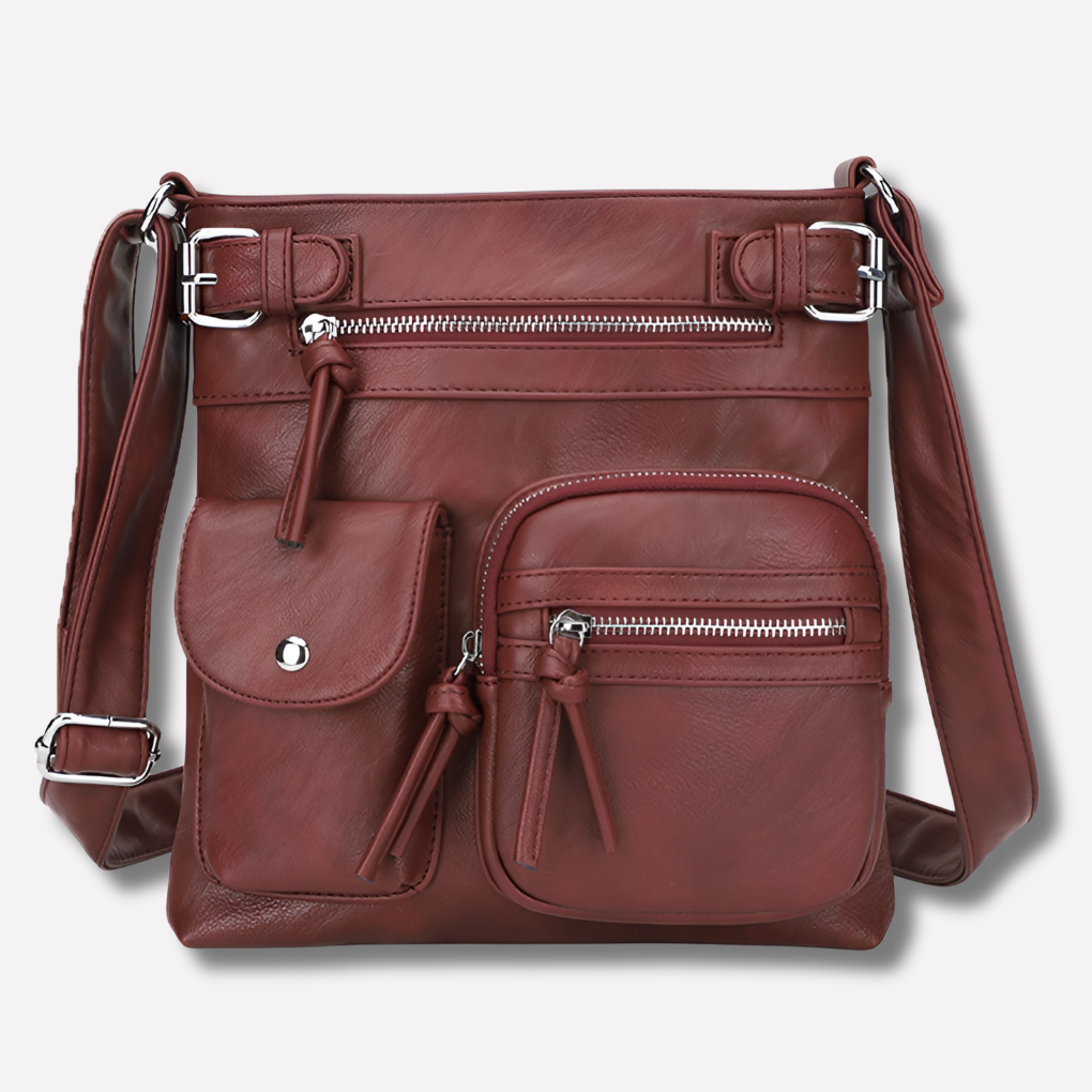 Kvinners Multi-Pocket Lær Skulderveske