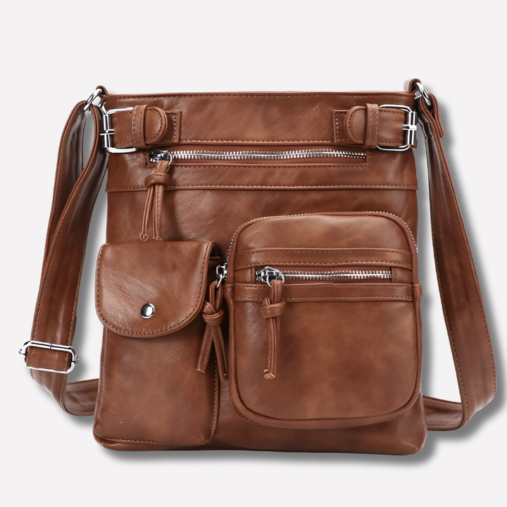 Kvinners Multi-Pocket Lær Skulderveske