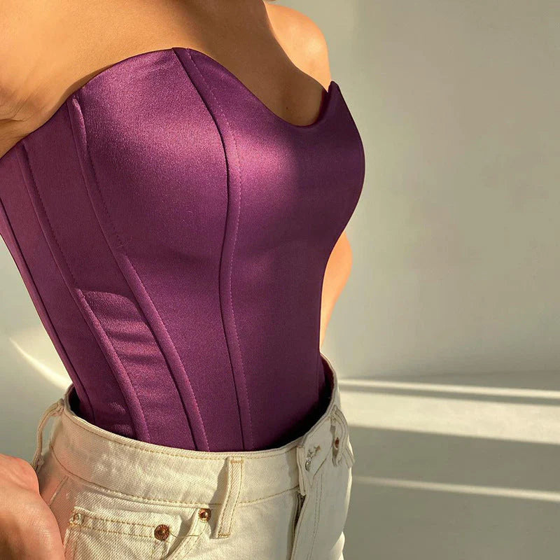 Elin – Stroppløs Korsett Crop Top