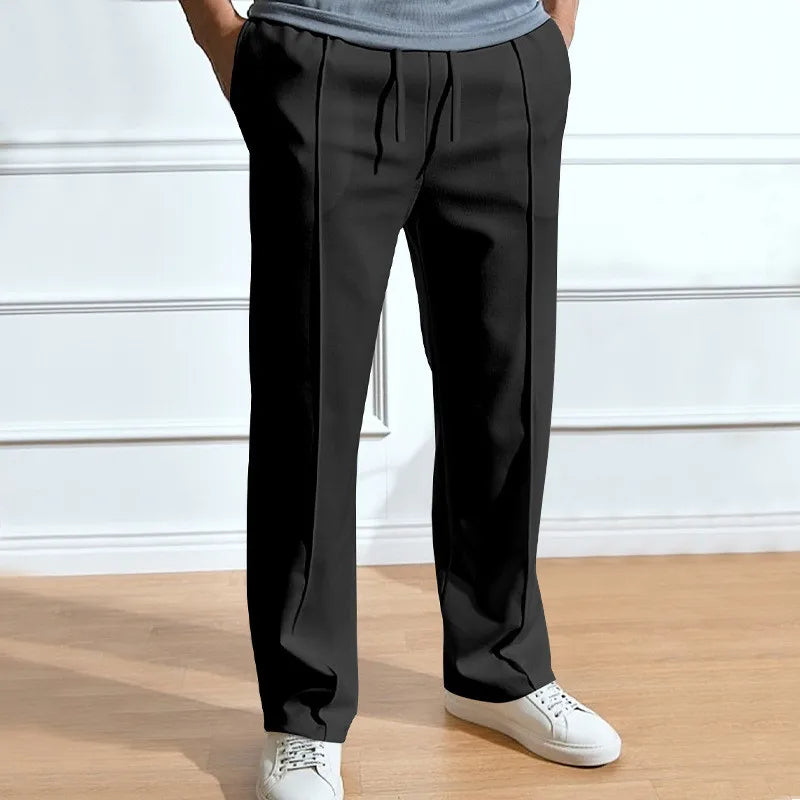 Slim fit-bukse til herre med elastisk linning og snøring