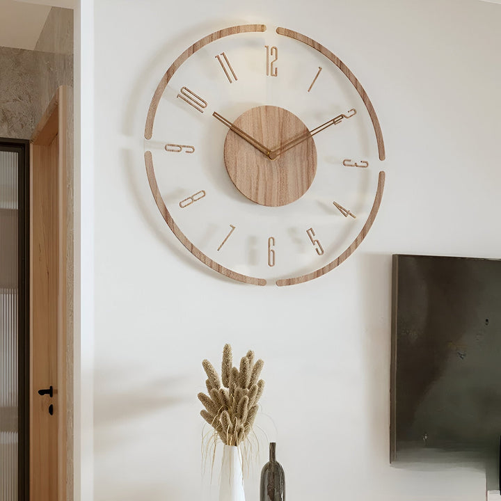 ClearWood Silent veggklokke – Moderne design i tre og akryl