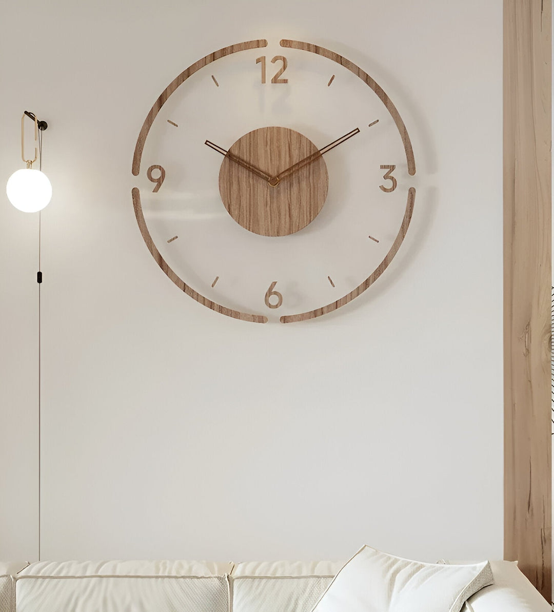ClearWood Silent veggklokke – Moderne design i tre og akryl