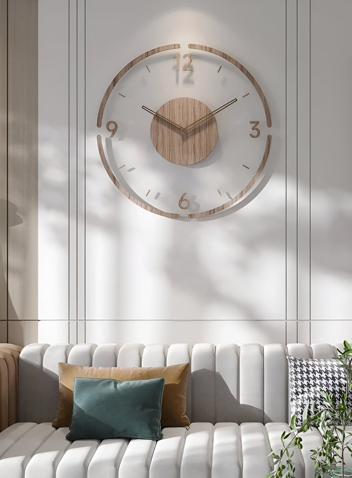 ClearWood Silent veggklokke – Moderne design i tre og akryl