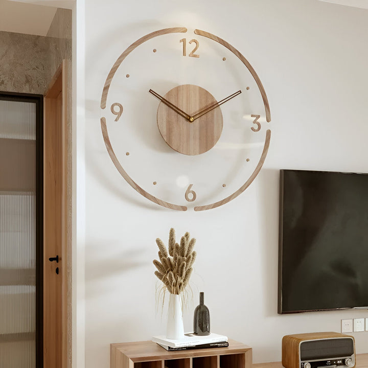 ClearWood Silent veggklokke – Moderne design i tre og akryl