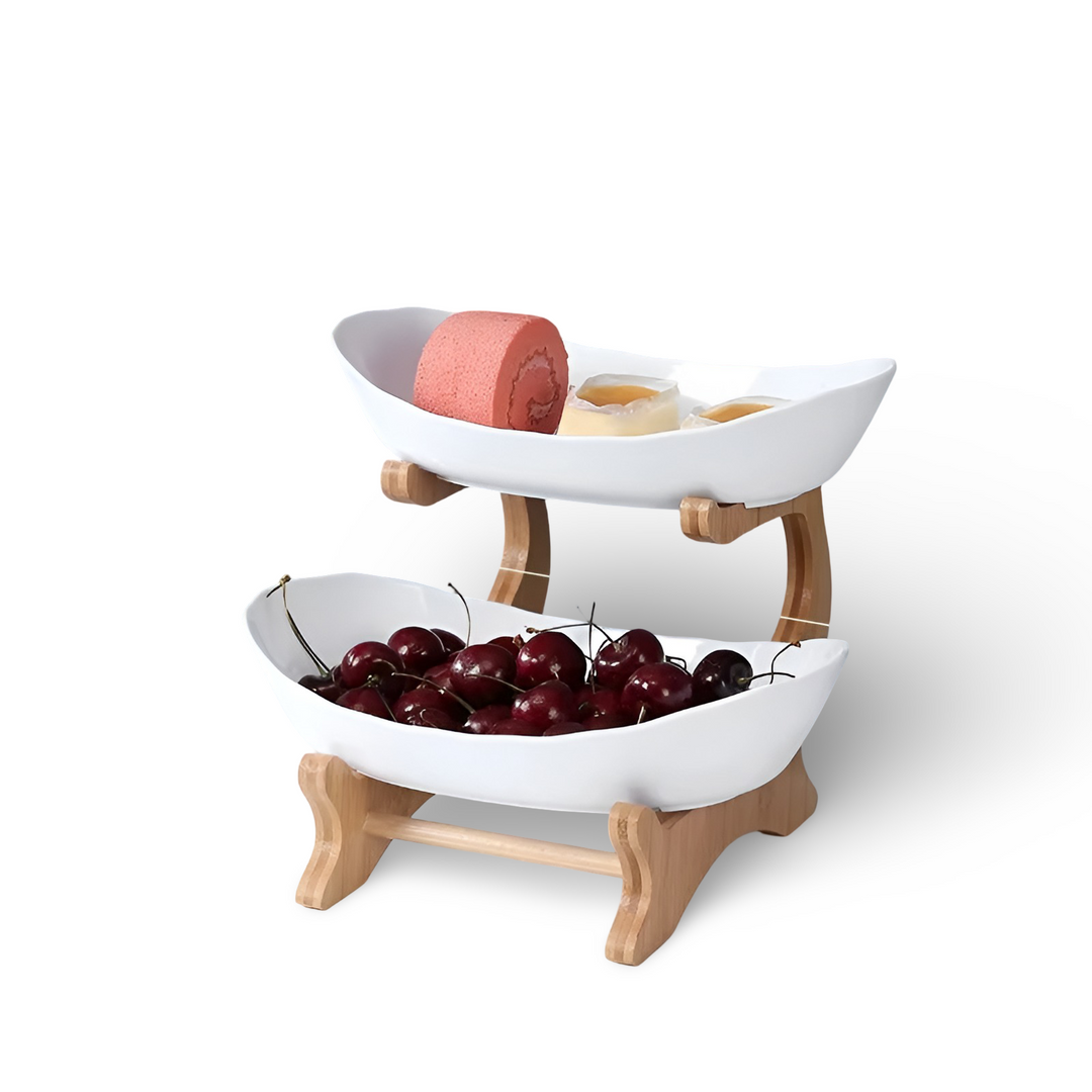 Frukfat i tre med flere etasjer - moderne fruktholder