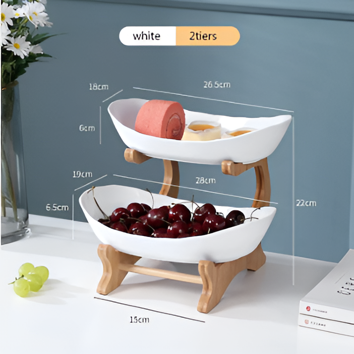Frukfat i tre med flere etasjer - moderne fruktholder