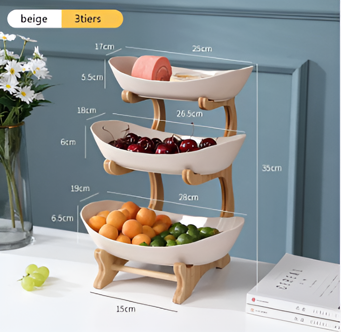 Frukfat i tre med flere etasjer - moderne fruktholder
