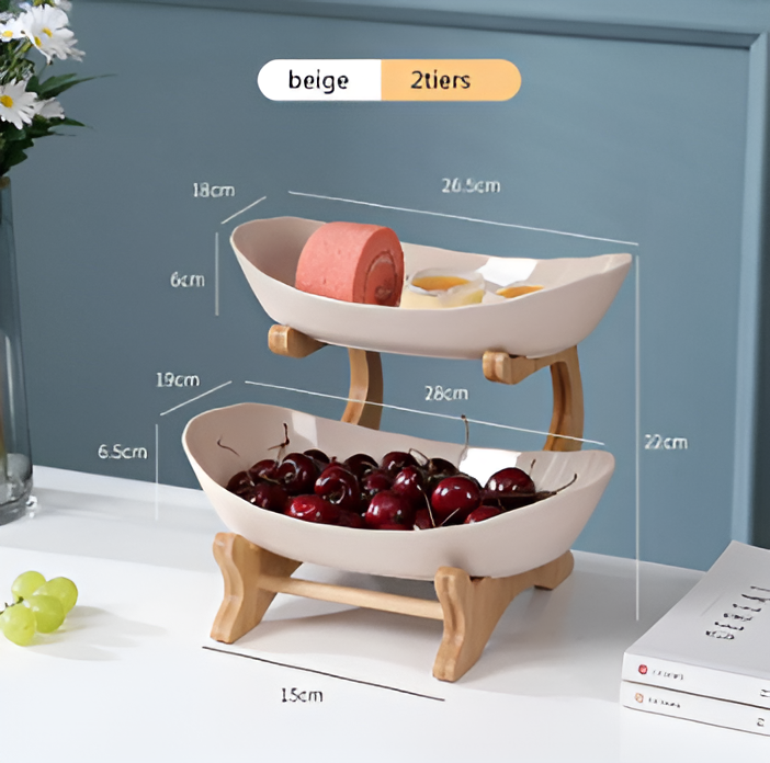Frukfat i tre med flere etasjer - moderne fruktholder