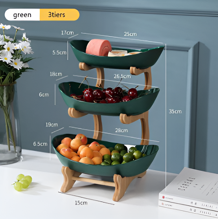 Frukfat i tre med flere etasjer - moderne fruktholder