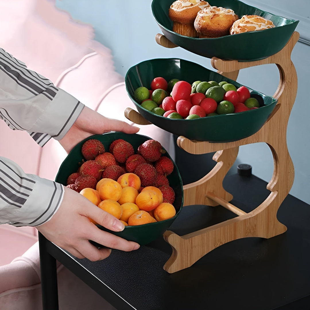 Frukfat i tre med flere etasjer - moderne fruktholder