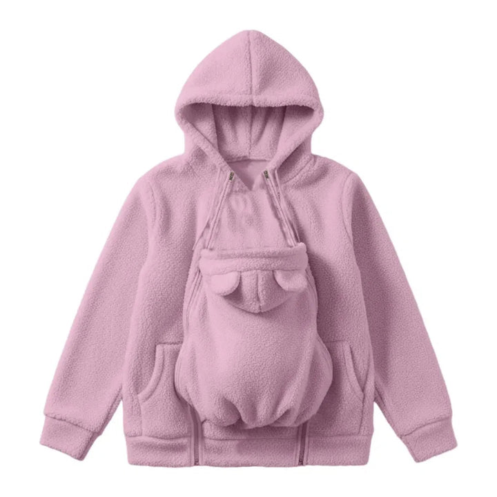Myk fleece-hettegenser for babybæring med frontlomme