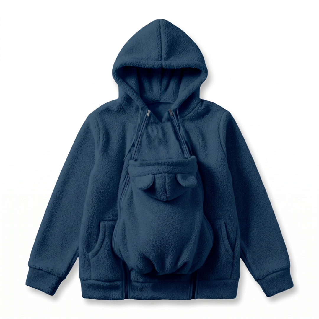 Myk fleece-hettegenser for babybæring med frontlomme